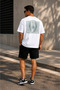 Unisex Rule Your Mind Printed Oversize 100% Cotton Wide Cut Textured Crew Neck White T-Shirt - 4