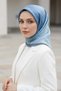 100% Twill Silk Monogram Patterned Baby Blue Colored 90X90 Scarf Sewing Shape: Hand Sewing - 3
