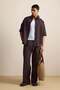 Men's Oversize Cotton Shirt and Trousers Two-Piece Set Brown - 3
