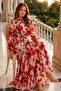 Patterned Hijab Dress Red 524-1 - 2