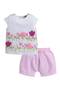 Infant Girls Tulip Print Top & Purple Stripe Bloomers Set - 2