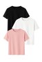 Black-White-Powder Color Relaxed Fit Cotton Women's T-Shirt 3-Pack
