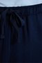 Women's 100% cotton baggy fit comfortable cut elastic waist navy blue pants with muslin fabric pockets - 6