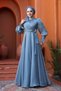 - Indigo Blue Hijab Evening Dress with Tie Detail 48051Im - 2