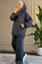5540 - Stylish and Comfortable 2-Yarn Lycra Hooded Decoration Stone Detailed Hijab Women's Set