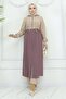 Lace-Up Ribbed Suit with Belt Dusty Rose 19237