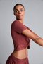 Ultra Soft Cropped Fit Crew Neck Athlete Modal Short Sleeve Burgundy T-Shirt H1200Ax26Hs - 6