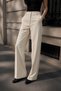 Women's High Waist Wide Leg Palazzo Trousers with Ribbed Front Stitching, Set of 2 (Brown, Beige) - 6