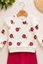 Baby Girl Daisy Patterned Ribbed Top and Bottom Set Seasonal Cotton Daily 2-Piece Set 3-12 Months - 3