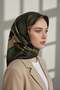 Khaki Black Stone Effect Pattern - 100% Twill 90X90 Scarf Planting Shape - 6