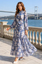 Patterned Hijab Dress Navy Blue 576 - 2
