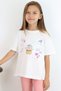 Girl's Crop T-Shirt Happiness Themed 8-14 Years, Ecru - 2