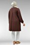38014 Large Size Combed Cotton Tunic with Pocket Detail - Brown - 6