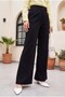 Beli Hook and Loop Detail Pipe Leg Fabric Trousers - Black