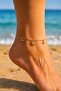 Elegant Summer Figured Anklet - Gold Anklet with Sun Eye and Turtle Figures - 3