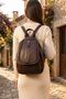 Gk66 Women's Backpack Suitable for Daily Use with Knitted Motif Covered Bag in Brown Color