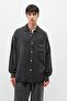 Oversize washed pocket detailed shirt black