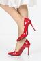 Comfortable and Stylish 11 cm Heeled Stiletto Red Patent Leather Women's Shoes A Nude Skin - 2