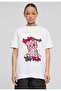Unisex White Oversize "Smile Pink Bear" Printed Crew Neck Comfortable T-Shirt