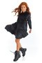 Velvet Hooded Long Sleeve Ruffled Skirt Girl's Dress - 4