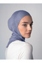 Large Size Hijab Bonnet with Neck Collar - Denim Blue - (St224), (Id 3422442) - 3