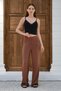 Brown Women's High Waist Spanish Flare Self-Elastic Fabric Pants Flexible Fit Flare Cut - 3