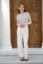 White Women's High Waist Pleated Fabric Trousers Wide Leg Loose Fit Stylish Office Pants - 5