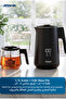 Tea Maker Black 1500W with 1.7L Kettle, 0.8L Glass Teapot, LED Display, Temperature Control - 2
