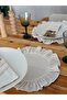 4-Piece Natural Raw Linen Round Placemat / Charger with Ruffle Detail - 3
