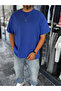 Blue Slit Basic Oversize T-Shirt C-007 - 2