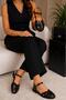 Large Size Women's Genuine Leather Sandals 41-42-43-44-Black Patent Leather