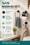 3-Piece Black Bathroom Accessory Set with Cover, Toilet Paper Holder, Round Towel Holder, Robe Hanger, with Screws and Adhesive - 5