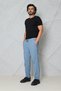 Men's Ice Blue Jogger Pants with Elastic Waist and Laces, 100% Cotton Linen, Baggy Comfortable Casual Trousers - 3