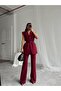 Leather Belted Vest - Burgundy - 2