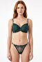 Women's Green Glittery Lace and Stone Supported Bra Set