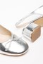Silver Women's Modern Square-Toe Heeled Shoes with Bow Detail - 3