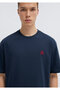 Seal Logo Embroidered Navy Blue T-Shirt Loose Fit / Loose Comfortable Cut 067074-33207 - 6