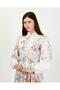 Cream Lavinya Floral Patterned Belted Long Sleeve Dress Tns-9001 - 6