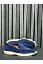 Navy Blue Suede Leather Men's Shoes - 7