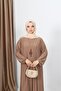 Pleated Sandy Dress with Necklace - 2