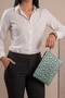 Star Patterned Baby Blue Shiny Portfolio & Clutch Bag with Removable Wrist Strap 30 X 19 - 2