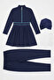 6186A Closed Zippered Dark Navy Blue Hijab Swimsuit - 4