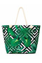 Women's Tropical Leaf Patterned Zippered Large Size Beach Bag with Rope Handle Daily Shoulder Bag