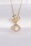 316L Steel Chain Gold Color Zircon Stone Pearl Detail Oyster Necklace - 2