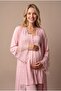 Women's Powder Lace Maternity Pajama Set with Breastfeeding Features and Adjustable Elasticated Dressing Gown - 6