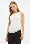Lace Asymmetrical Cut Halter Neck Blouse - 4