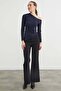 Basic Asymmetric Slit One Shoulder Blouse - 3
