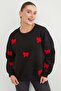 3 Thread Bow Embroidered Oversize Sweatshirt - 4
