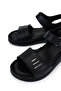 Women's Genuine Leather Black Leather Flat Sandals - 3