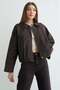 Zippered Oversized Denim Jacket - 4